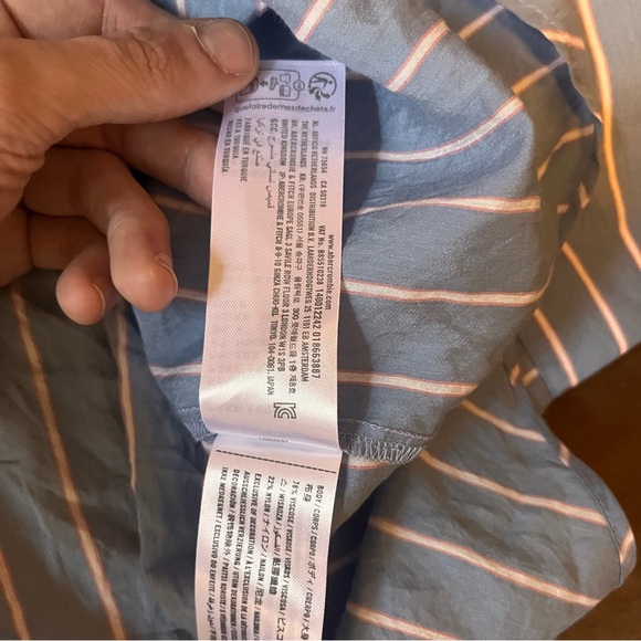 🏷️ 🆕 abercrombie & fitch • pink & blue striped button-down shirt with collar - Picture 16 of 16